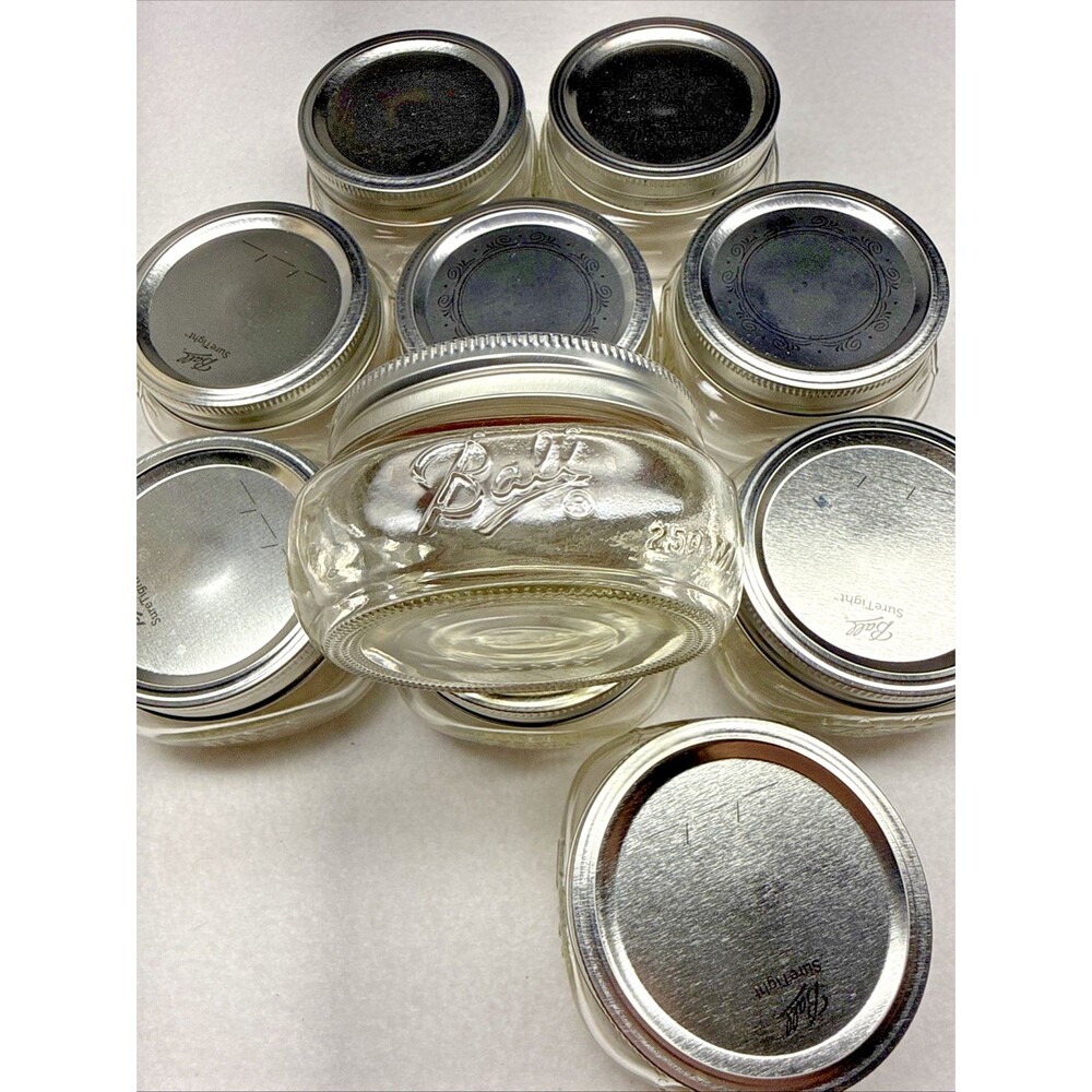 Ball Clear Glass widemouth Squaty Canning Jars Set of 10  Storage 125 ml - Picture 5 of 8